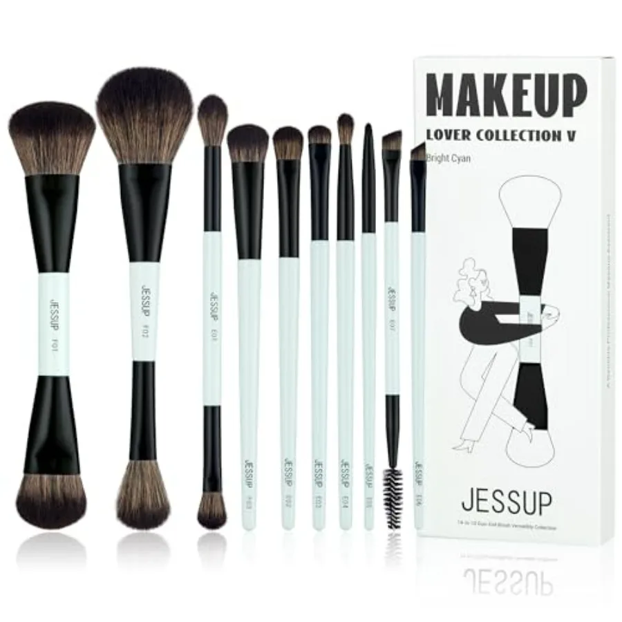 Makeup Brushes Set 10pcs, Double Sided Foundation Contour Blush Highlight Blending Eyebrow Brush Eyeshadow Eyeliner Concealer B
Makeup Brushes Set 10pcs, Double Sided Foundation Contour Blush Highlight Blending Eyebrow Brush Eyeshadow Eyeliner Concealer B
