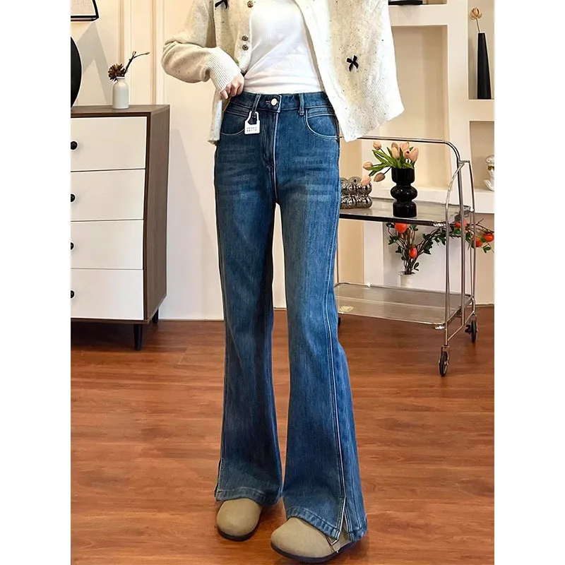 Slim Fit High Waist Casual Womens Jeans Retro Denim Pants Low Rise Flared Trousers Long Bootcut Drag Autumn for Women
Slim Fit High Waist Casual Womens Jeans Retro Denim Pants Low Rise Flared Trousers Long Bootcut Drag Autumn for Women
