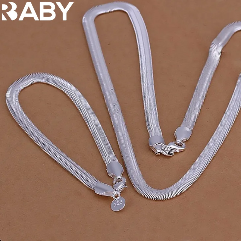 Wholesale 925 Sterling Silver Necklace Bracelets Jewelry Set 6MM Flat Soft Snake Chain Fashion Women Mens Wedding
Wholesale 925 Sterling Silver Necklace Bracelets Jewelry Set 6MM Flat Soft Snake Chain Fashion Women Mens Wedding