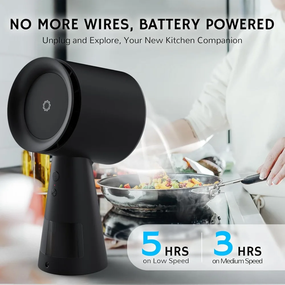Rechargable Portable Range Hood, Desktop Range Hood with Battery Powered, 3-Fan Speeds and Large Oil Collection Cup
Rechargable Portable Range Hood, Desktop Range Hood with Battery Powered, 3-Fan Speeds and Large Oil Collection Cup