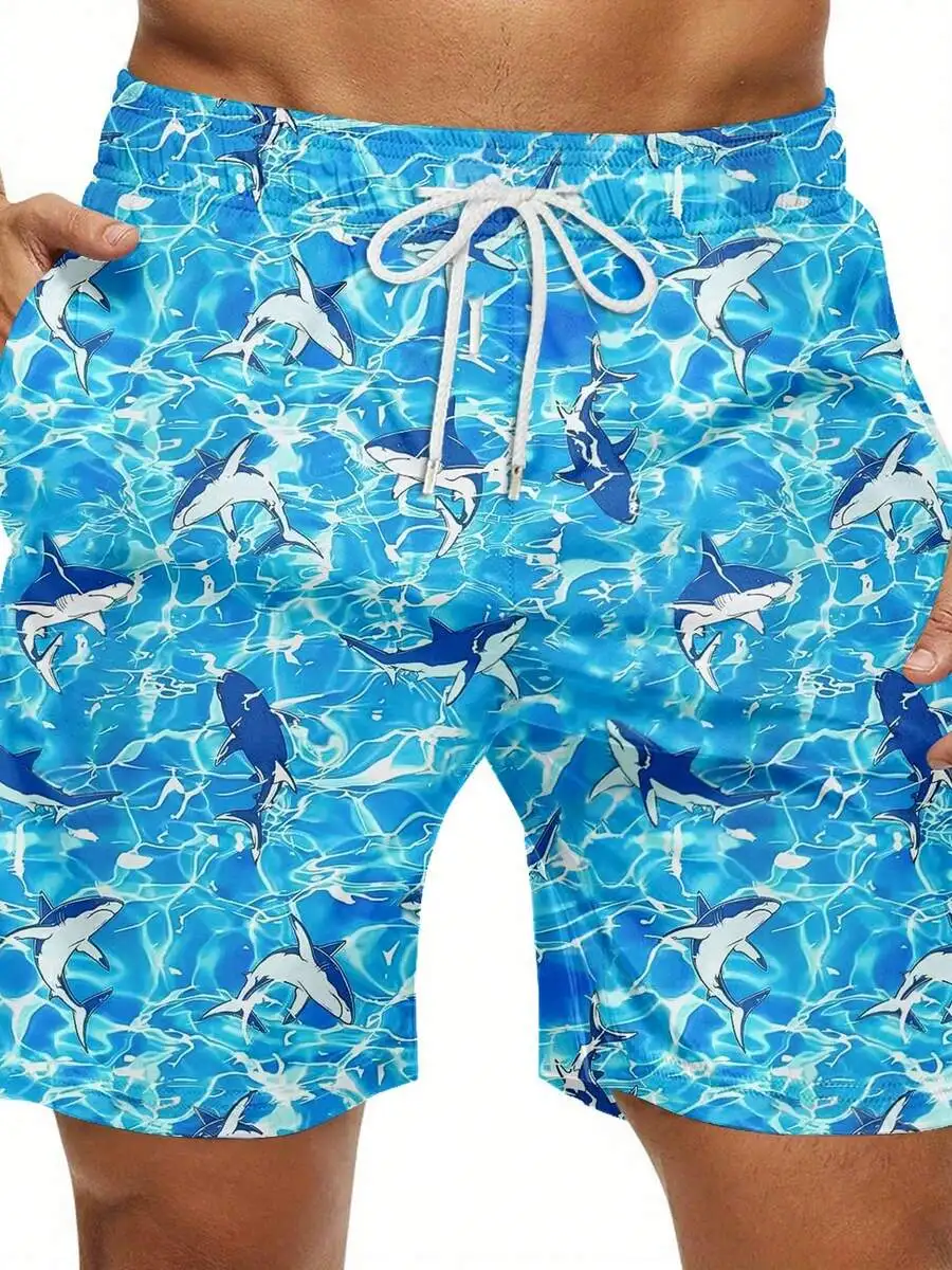 Quick Dry Shark Print Swim Trunks With Drawstring Waist For Pool Gym Vacation
Quick Dry Shark Print Swim Trunks With Drawstring Waist For Pool Gym Vacation