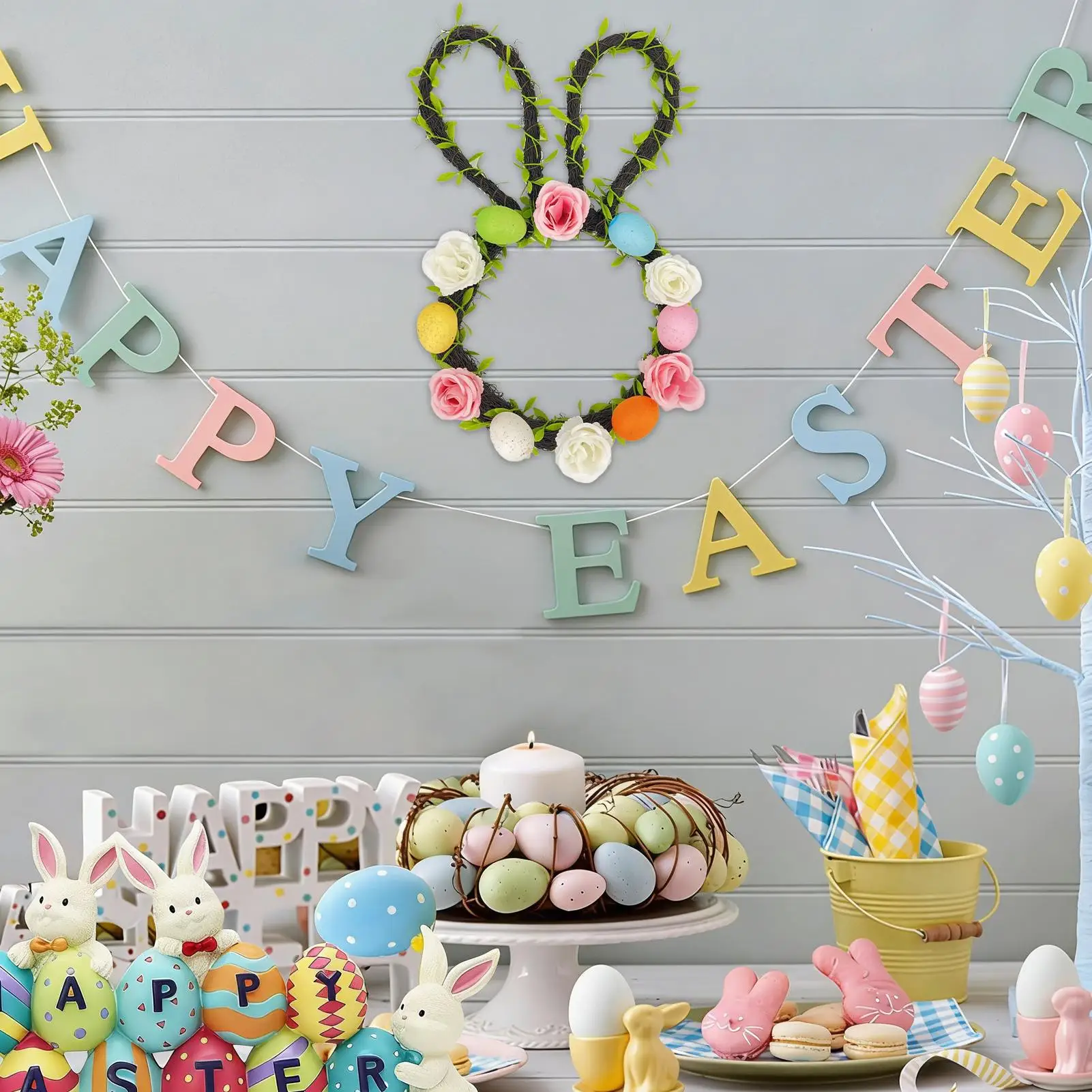 Пасхальный венок искусственный, весенний, для декора дома и улицы, с пасхальными яйцами, цветами и ушками кролика, для крыльца, дома, сада
Пасхальный венок искусственный, весенний, для декора дома и улицы, с пасхальными яйцами, цветами и ушками кролика, для крыльца, дома, сада