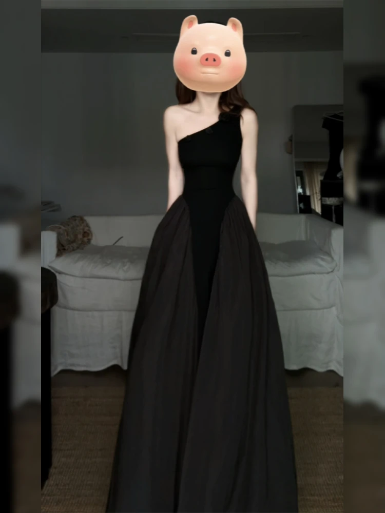 Keni plus Size Hepburn Style Asymmetrical Shoulder Dress Women Summer Slightly Plump MM Elegant Slimming Black Long Dress
Keni plus Size Hepburn Style Asymmetrical Shoulder Dress Women Summer Slightly Plump MM Elegant Slimming Black Long Dress