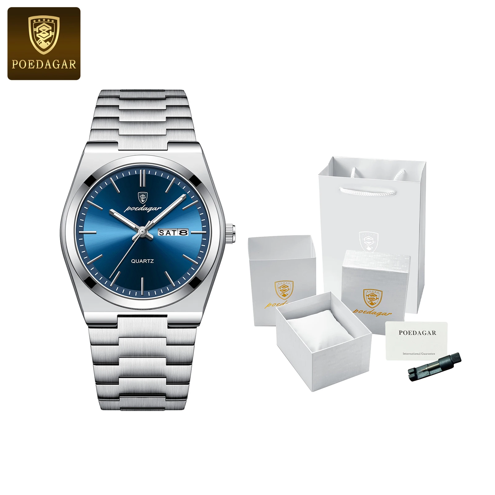 POEDAGAR Casual Quartz Men Clock Waterproof Stainless Steel Luminous Business Man Watch Date Week Fashion Men's Watches+Box Gift
POEDAGAR Casual Quartz Men Clock Waterproof Stainless Steel Luminous Business Man Watch Date Week Fashion Men's Watches+Box Gift