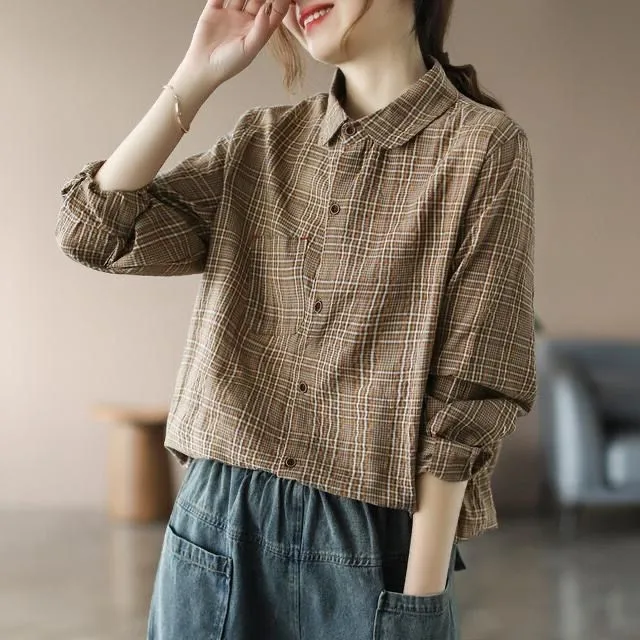 Женская клетчатая одежда, весна-осень, свободная посадка, универсальная, утягивающая, художественная, длинная, све, из смеси хлопка, на пуговицах, повседневная одежда
Женская клетчатая одежда, весна-осень, свободная посадка, универсальная, утягивающая, художественная, длинная, све, из смеси хлопка, на пуговицах, повседневная одежда