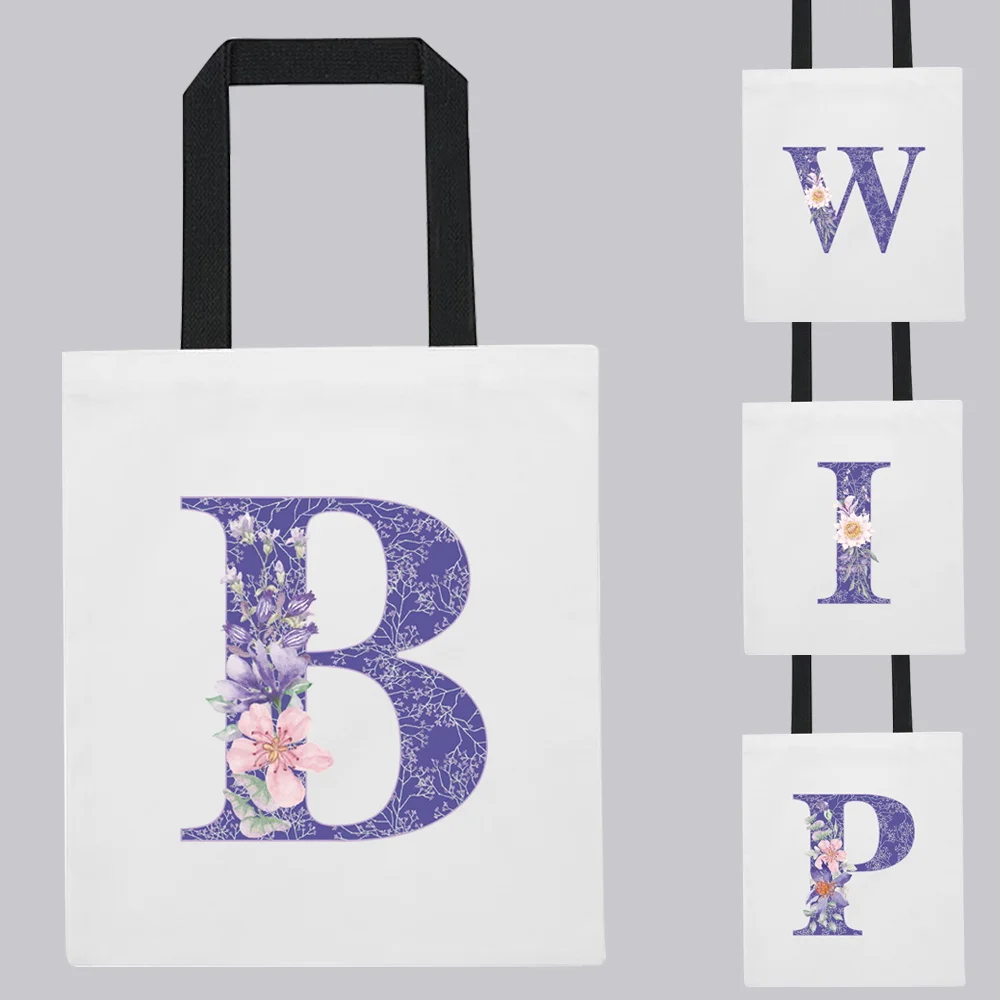 Canvas Bags Shopper Shoulder Bag Women Fashion Casual Reusable Foldable Purple Flower Letter Print Portable Storage Eco Handbag
Canvas Bags Shopper Shoulder Bag Women Fashion Casual Reusable Foldable Purple Flower Letter Print Portable Storage Eco Handbag