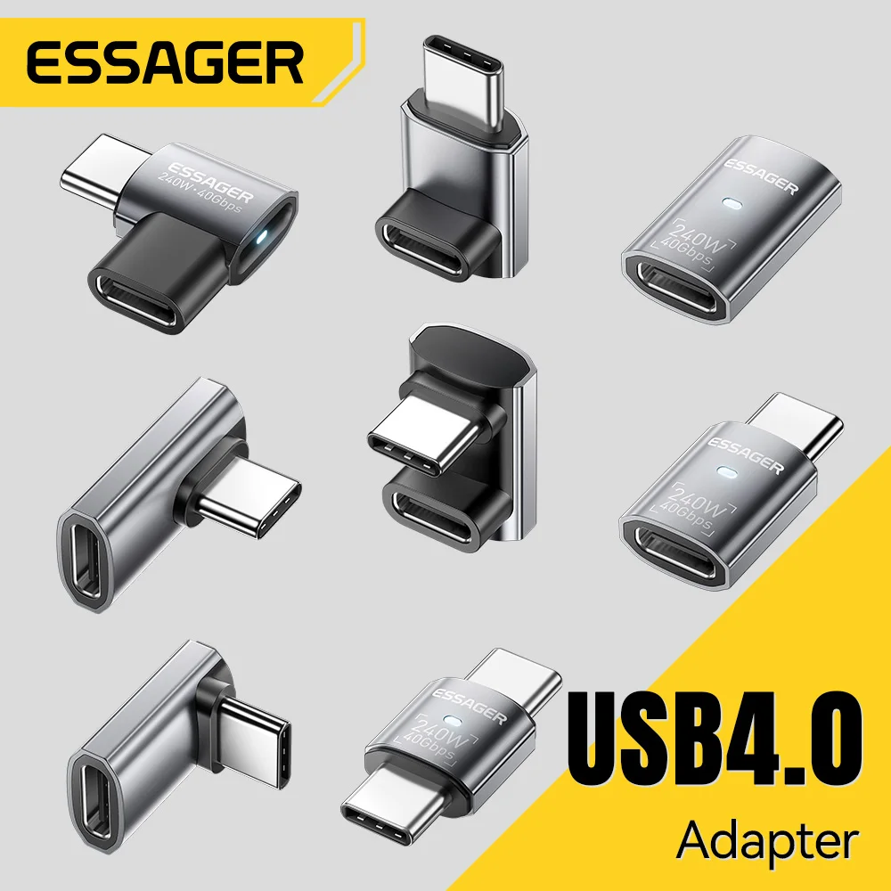 Essager USB4.0 40Gbps OTG Adapter 240W Fast Charging Converter 90 Degree USB Type C Data Adapter For Phone Macbook Laptop 8K60Hz
Essager USB4.0 40Gbps OTG Adapter 240W Fast Charging Converter 90 Degree USB Type C Data Adapter For Phone Macbook Laptop 8K60Hz