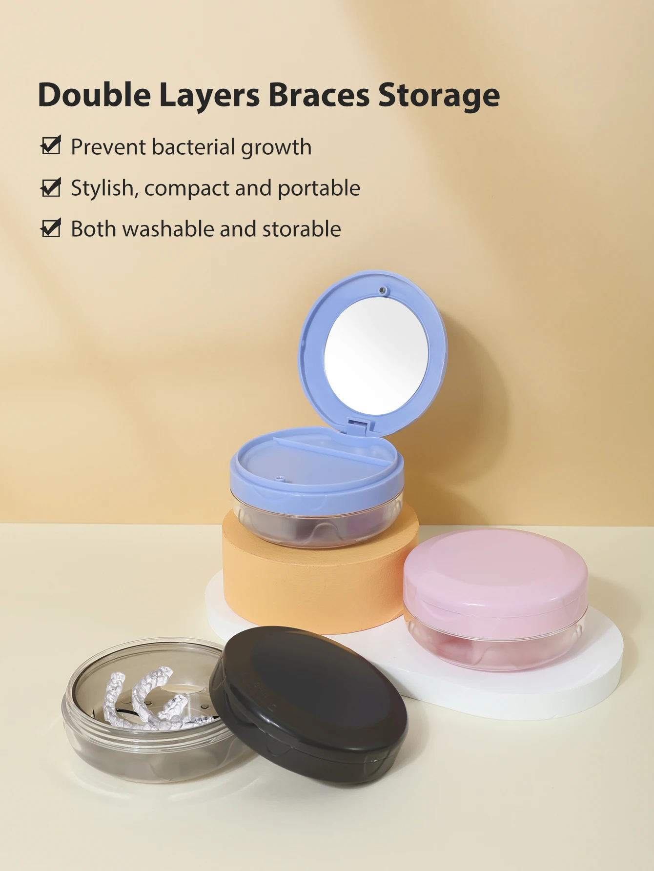 1pc 3-In-1 Waterproof Double-layer Retainer Case,Retainer Case with Vent Holes and Mirror,Compatible with Invisalign
1pc 3-In-1 Waterproof Double-layer Retainer Case,Retainer Case with Vent Holes and Mirror,Compatible with Invisalign