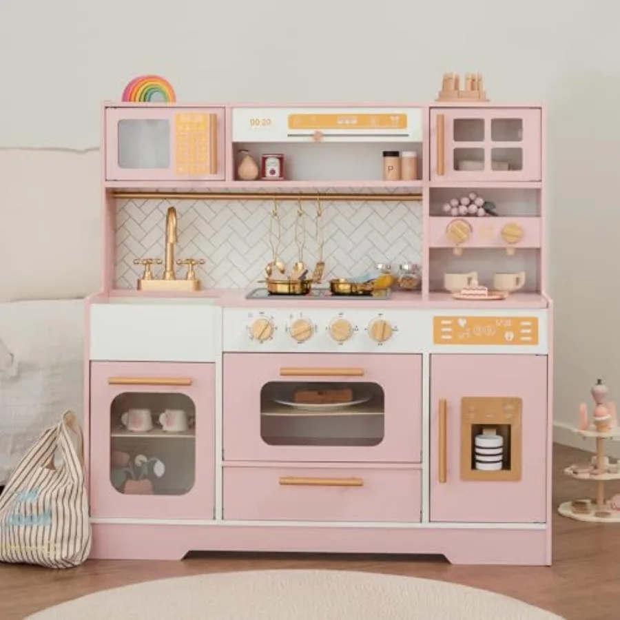 Pink Wooden Play Kitchen for Realistic Appliances, Storage 15 Fun Accessories for Inspiring Pretend Play Ages 3+
Pink Wooden Play Kitchen for Realistic Appliances, Storage 15 Fun Accessories for Inspiring Pretend Play Ages 3+
