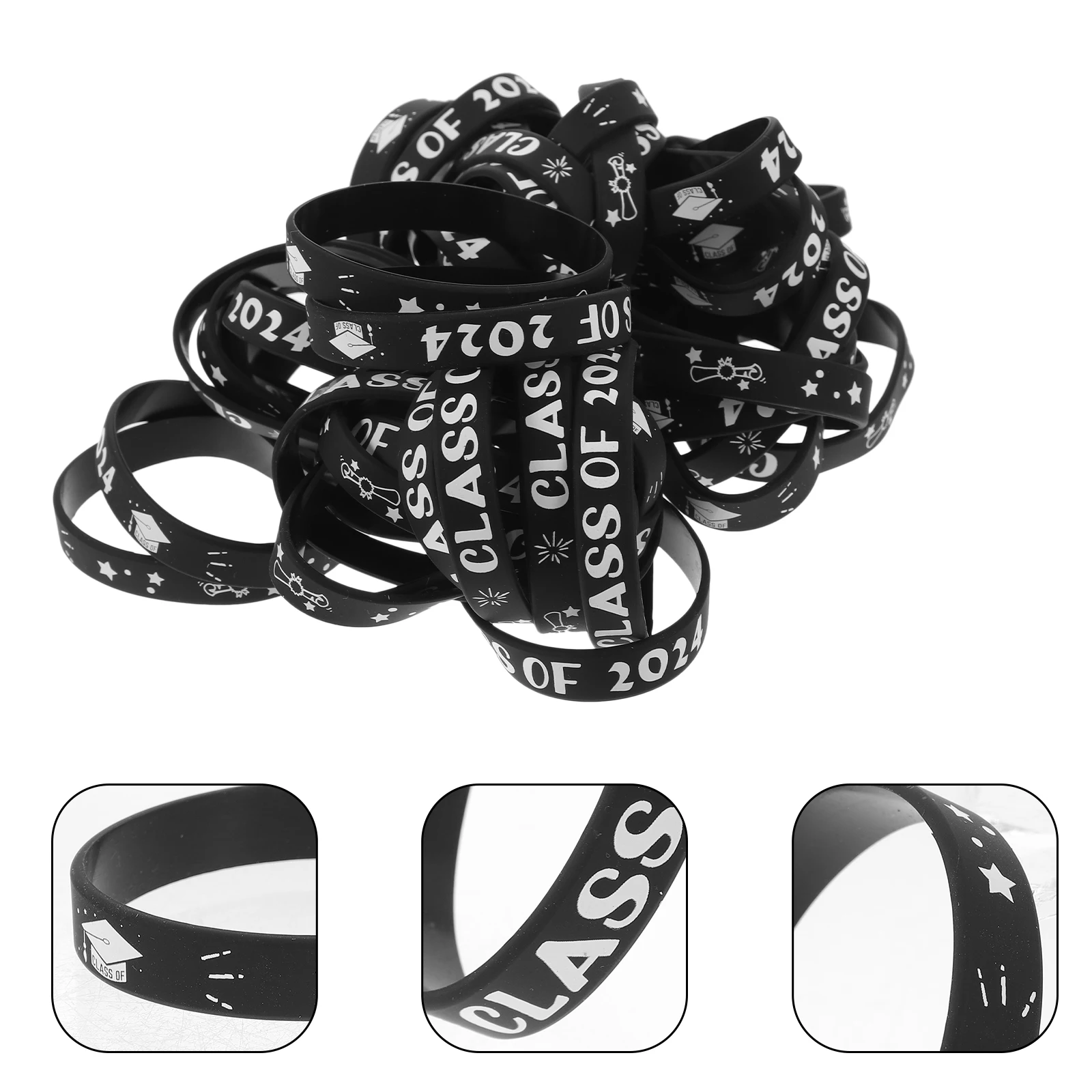 50pcs Graduation Wristband Silicone Bracelet Class Of 2024 Wear-Resistant Elastic Wristbands For Men Women Graduation Supplies
50pcs Graduation Wristband Silicone Bracelet Class Of 2024 Wear-Resistant Elastic Wristbands For Men Women Graduation Supplies