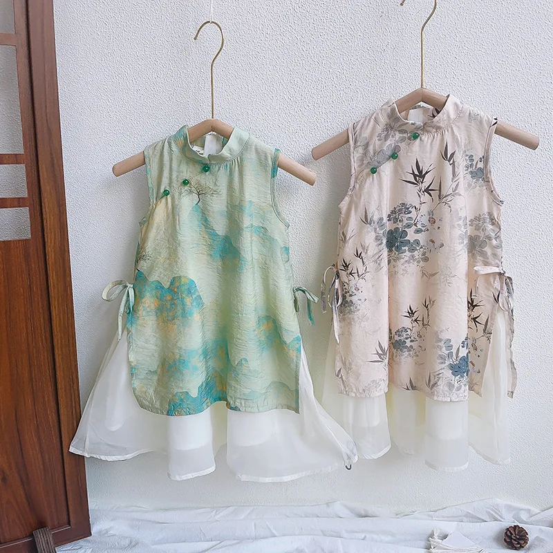 Girls' Cheongsam Summer New Children's Chinese Style Printed Dress Long Dress Baby Chinese Style Dress
Girls' Cheongsam Summer New Children's Chinese Style Printed Dress Long Dress Baby Chinese Style Dress