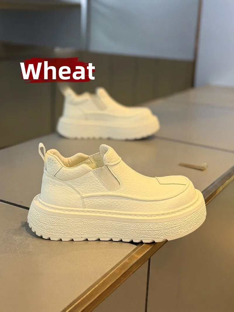 Trendy White Large Head Boots Men's Slip-On Casual Sports Shoes Heightening Short Leather Booties round Toe Thick Bottom
Trendy White Large Head Boots Men's Slip-On Casual Sports Shoes Heightening Short Leather Booties round Toe Thick Bottom
