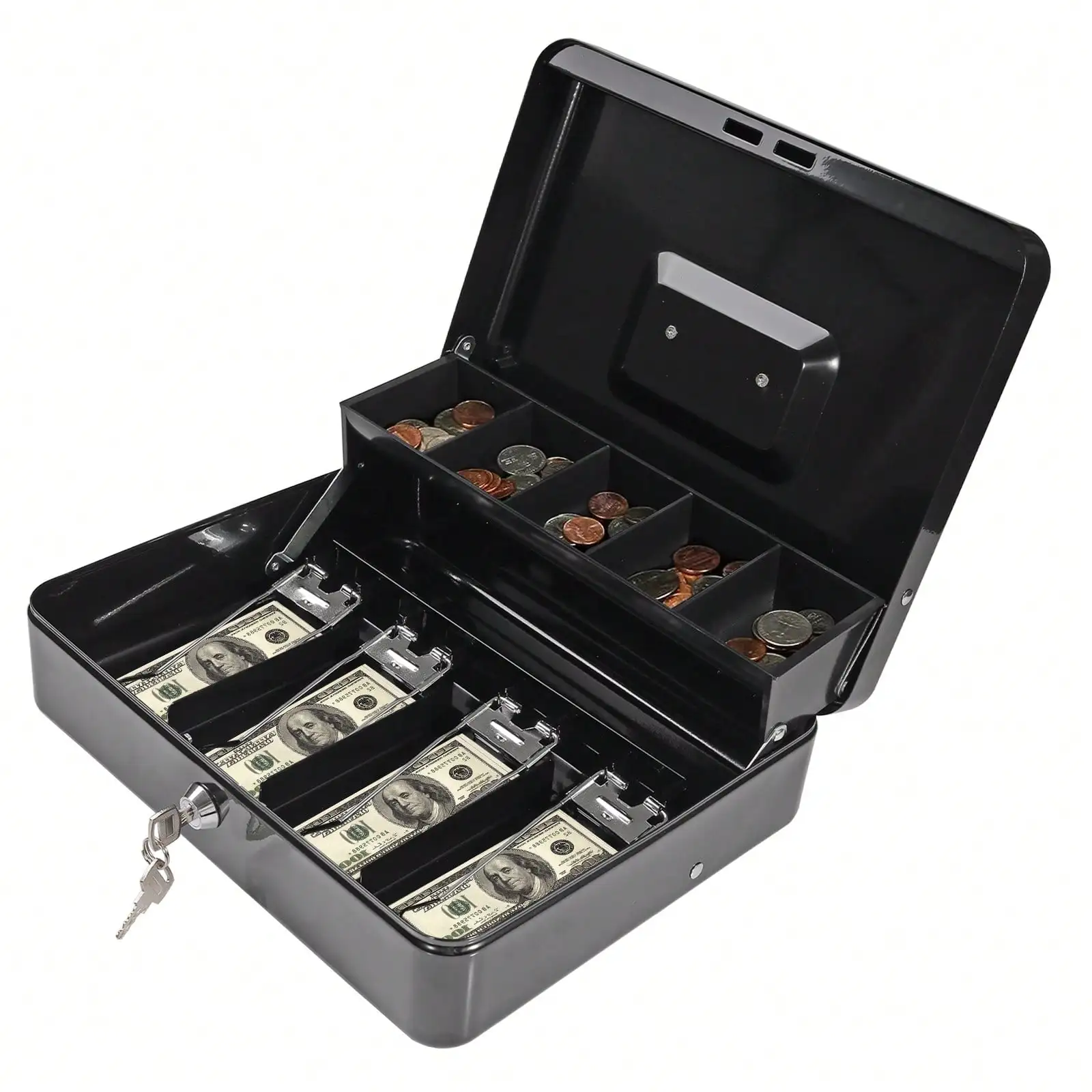 HOMEYUER Cash Box With Lock, Money Box With Cash Tray, Lock Metal Box With Key, Money Saving Organizer, BLACK
HOMEYUER Cash Box With Lock, Money Box With Cash Tray, Lock Metal Box With Key, Money Saving Organizer, BLACK