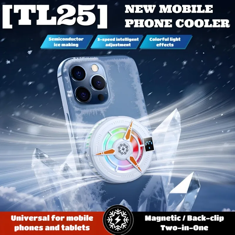 NEW TL25 Phone PUBG Game Cooler Magnetic Back-clip 2 in 1 Icing Semiconductor Cooling Radiator Universal E-sports Cool Heat Sink 
NEW TL25 Phone PUBG Game Cooler Magnetic Back-clip 2 in 1 Icing Semiconductor Cooling Radiator Universal E-sports Cool Heat Sink