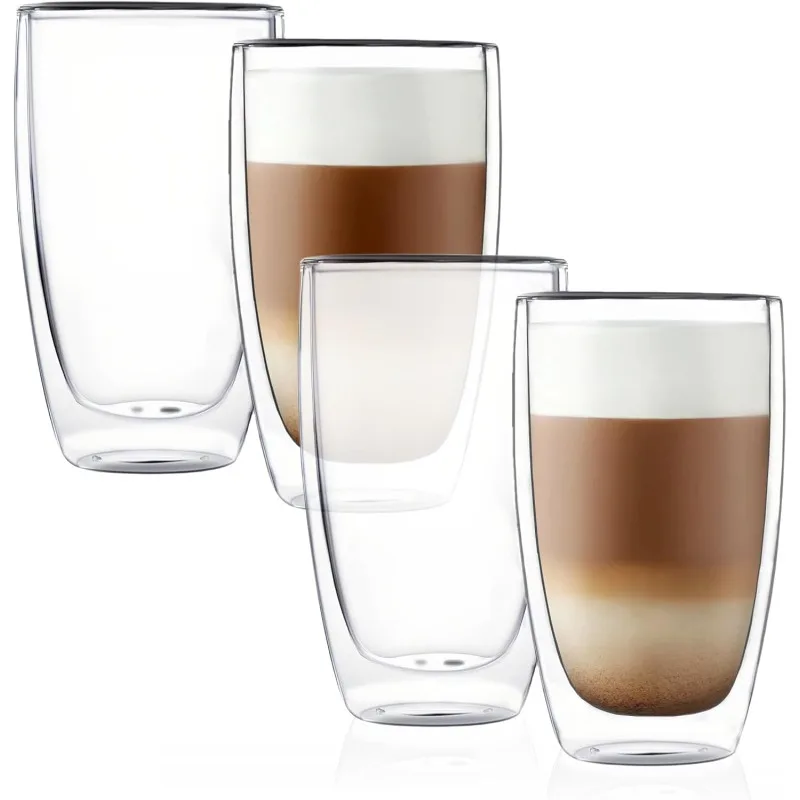 Double Wall Thermo Glass Coffee Cup 13.5 oz,Clear Insulated Glass Coffee Mug for Latte Cappuccino Tea Milk,Set of 4
Double Wall Thermo Glass Coffee Cup 13.5 oz,Clear Insulated Glass Coffee Mug for Latte Cappuccino Tea Milk,Set of 4