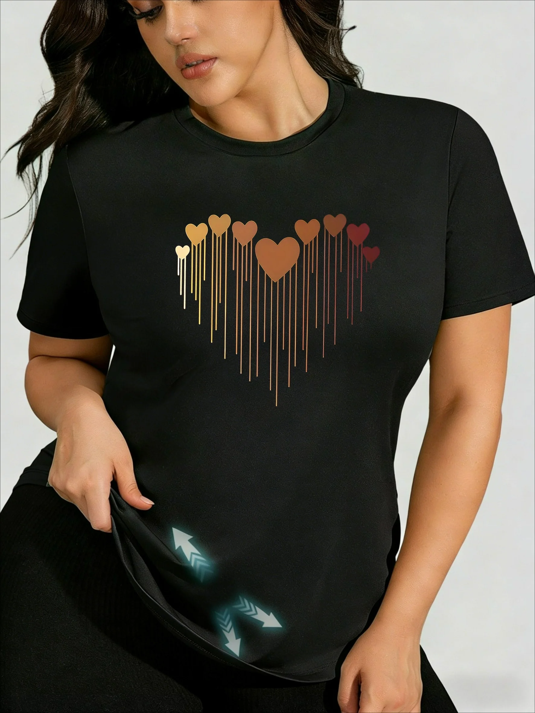 Sweet and Sassy Dripping Heart Design! Women's Plus Size T-Shirt, Sweet & Cool Sexy Slim-Fit Versatile Style
Sweet and Sassy Dripping Heart Design! Women's Plus Size T-Shirt, Sweet & Cool Sexy Slim-Fit Versatile Style