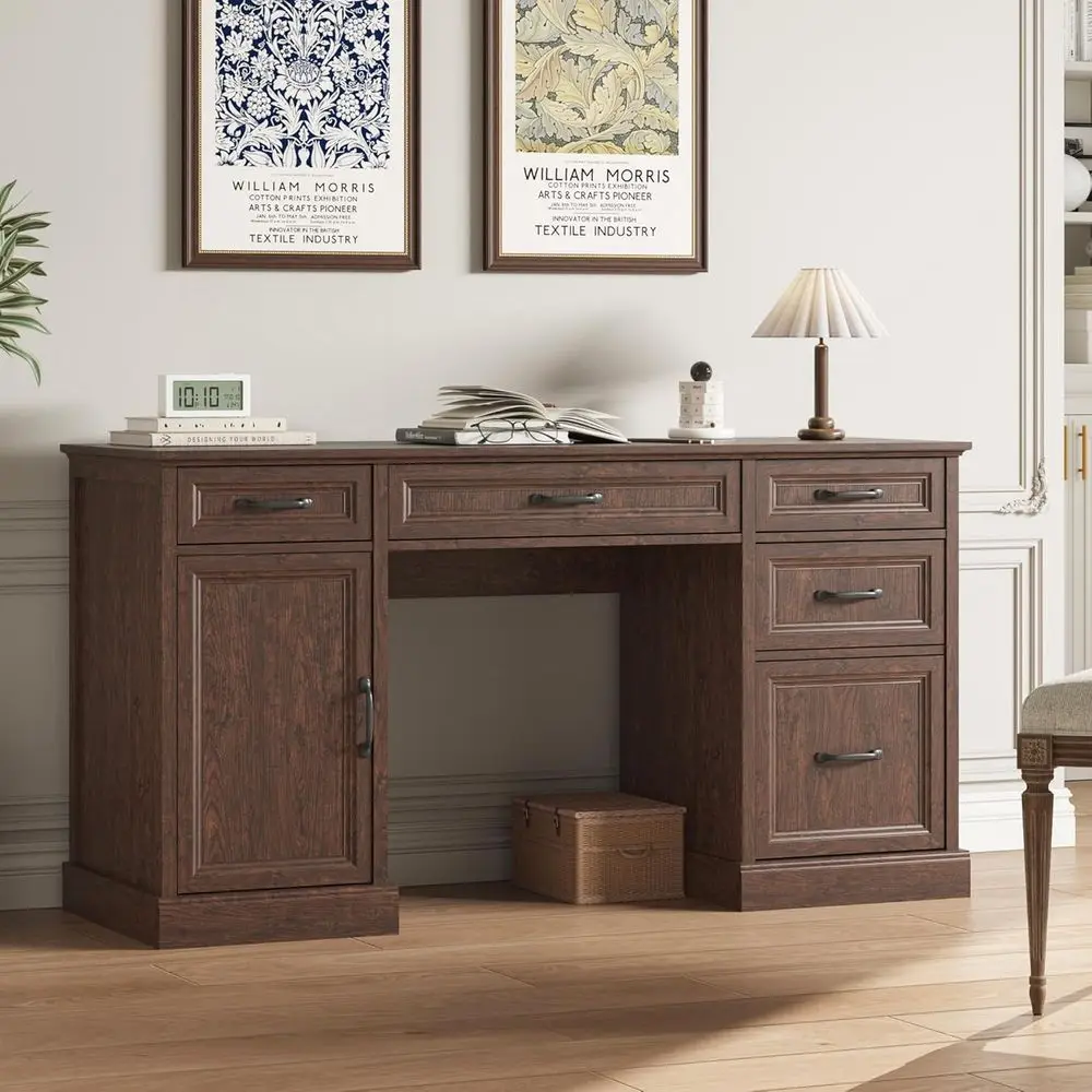 Executive 58 Desk with Drawers, Home Office Desk with File Drawer and Storage Cabinet, Rustic Brown Desk for Computer, Work, Stu
Executive 58 Desk with Drawers, Home Office Desk with File Drawer and Storage Cabinet, Rustic Brown Desk for Computer, Work, Stu