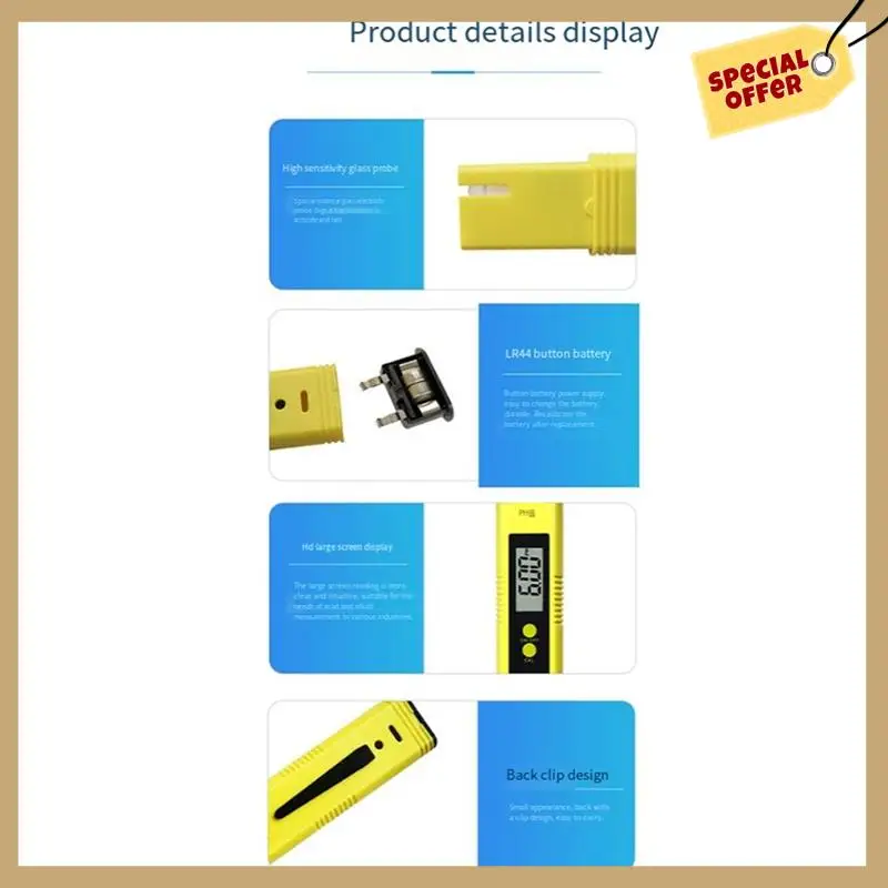 Classy-Ph Value Test Pen, PH Tester 0.01 High-Precision Water Quality Tester, Measuring Range 0-14 PH
Classy-Ph Value Test Pen, PH Tester 0.01 High-Precision Water Quality Tester, Measuring Range 0-14 PH