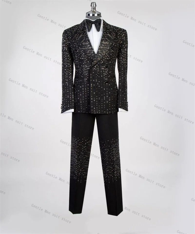 Luxury Black Men Suit Set 2 Pcs Blazer+Pants Trousers Crystals Wedding Tuxedo Formal Office Jacket Prom Party Coat Customized
Luxury Black Men Suit Set 2 Pcs Blazer+Pants Trousers Crystals Wedding Tuxedo Formal Office Jacket Prom Party Coat Customized