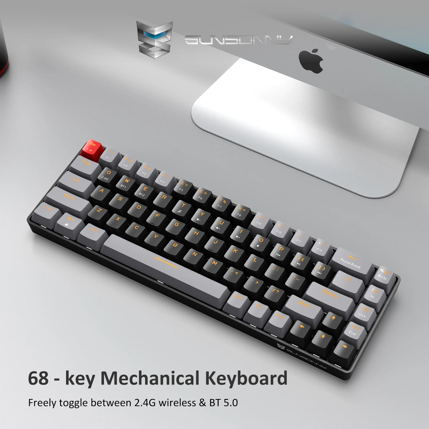 Sensony 68-клавишная механическая клавиатура Bluetooth 2,4 г, беспроводная спортивная игра, красный вал, чайный вал
Sensony 68-клавишная механическая клавиатура Bluetooth 2,4 г, беспроводная спортивная игра, красный вал, чайный вал