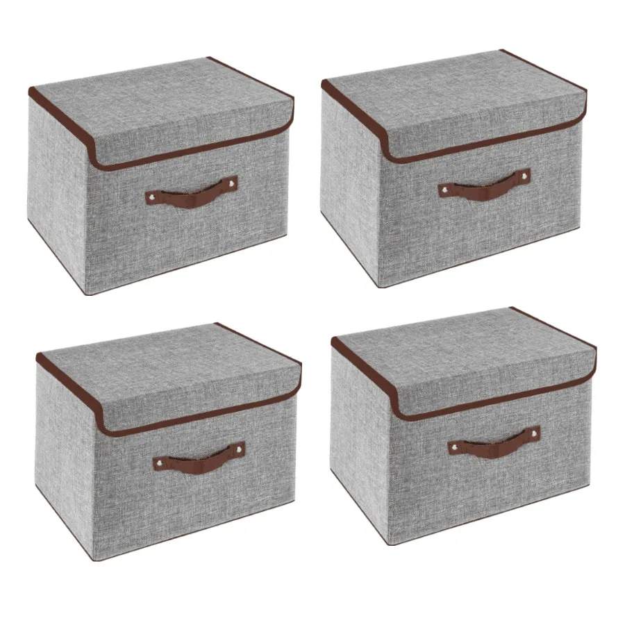 Foldable Storage Bins Cubes Boxes with Lid - Storage Box Cube Cubby Basket Closet Organizer Pack of 4 with Leather Handles line
Foldable Storage Bins Cubes Boxes with Lid - Storage Box Cube Cubby Basket Closet Organizer Pack of 4 with Leather Handles line