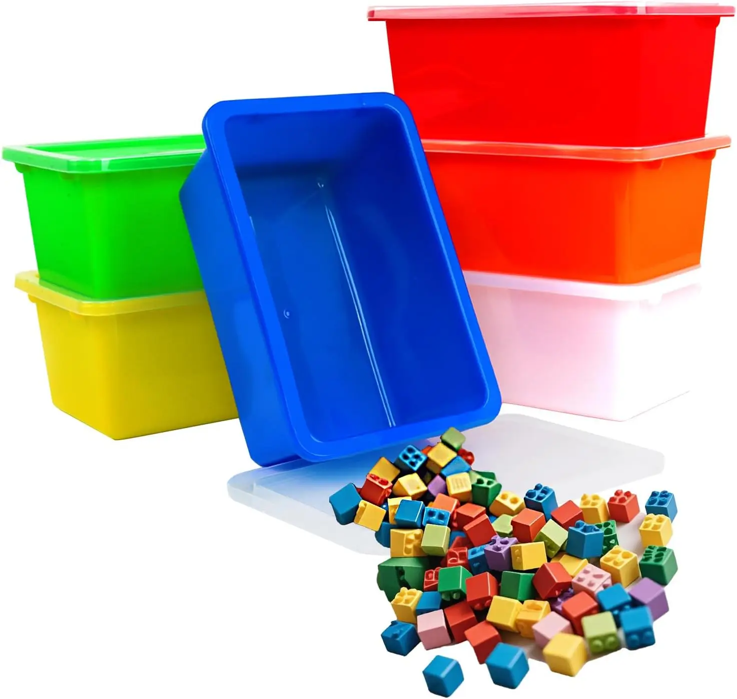 Storage Bins with Lids,5 Qt 6 Pack Multicolor Plastic Bins Stackable Storage Containers, Classroom
Storage Bins with Lids,5 Qt 6 Pack Multicolor Plastic Bins Stackable Storage Containers, Classroom