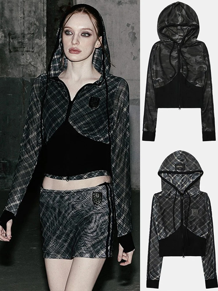 American Retro Spicy Girl Plaid Hoodie Women's Streetwear Outerwear Top Small Design Sense Korean Style Short Length Zipper
American Retro Spicy Girl Plaid Hoodie Women's Streetwear Outerwear Top Small Design Sense Korean Style Short Length Zipper