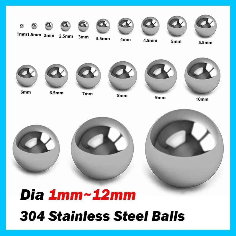 10~1000pcs 304 Stainless Steel Balls 1/1.2/1.5//1.8/2/4~12mm High Precision Solid Smooth Bearing Steel Ball Spherical Bead Ball
10~1000pcs 304 Stainless Steel Balls 1/1.2/1.5//1.8/2/4~12mm High Precision Solid Smooth Bearing Steel Ball Spherical Bead Ball