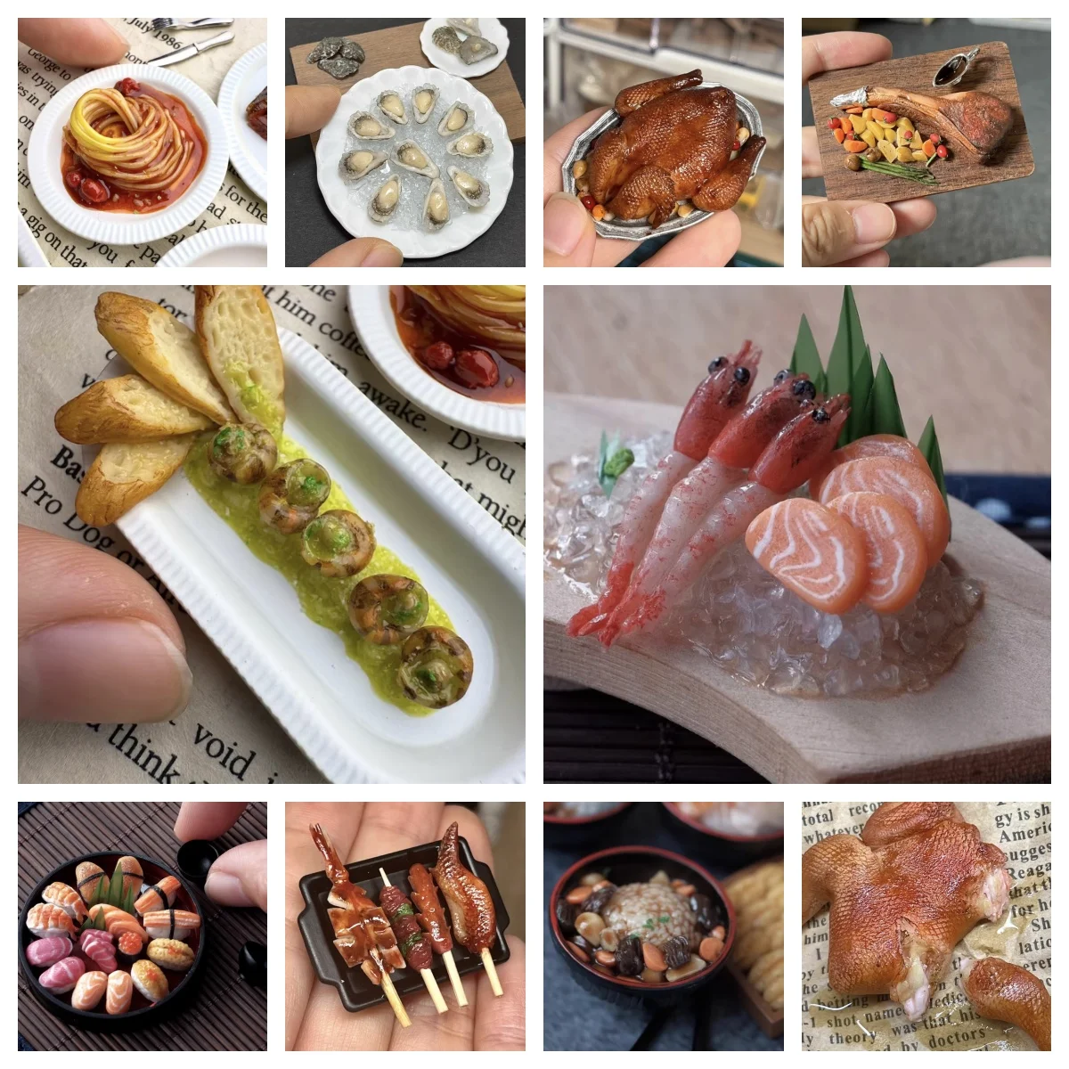 Handmade Miniature Food Set: Sushi & French Cuisine - Realistic Sashimi Platter, Beef Bourguignon, Skewers Dollhouse 1/6 Decor 
Handmade Miniature Food Set: Sushi & French Cuisine - Realistic Sashimi Platter, Beef Bourguignon, Skewers Dollhouse 1/6 Decor