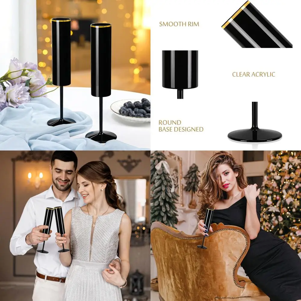 Disposable 5.4 Oz Acrylic Champagne Glasses with Gold Rim, Ideal for Weddings, Toasts, and Festive Occasions
Disposable 5.4 Oz Acrylic Champagne Glasses with Gold Rim, Ideal for Weddings, Toasts, and Festive Occasions