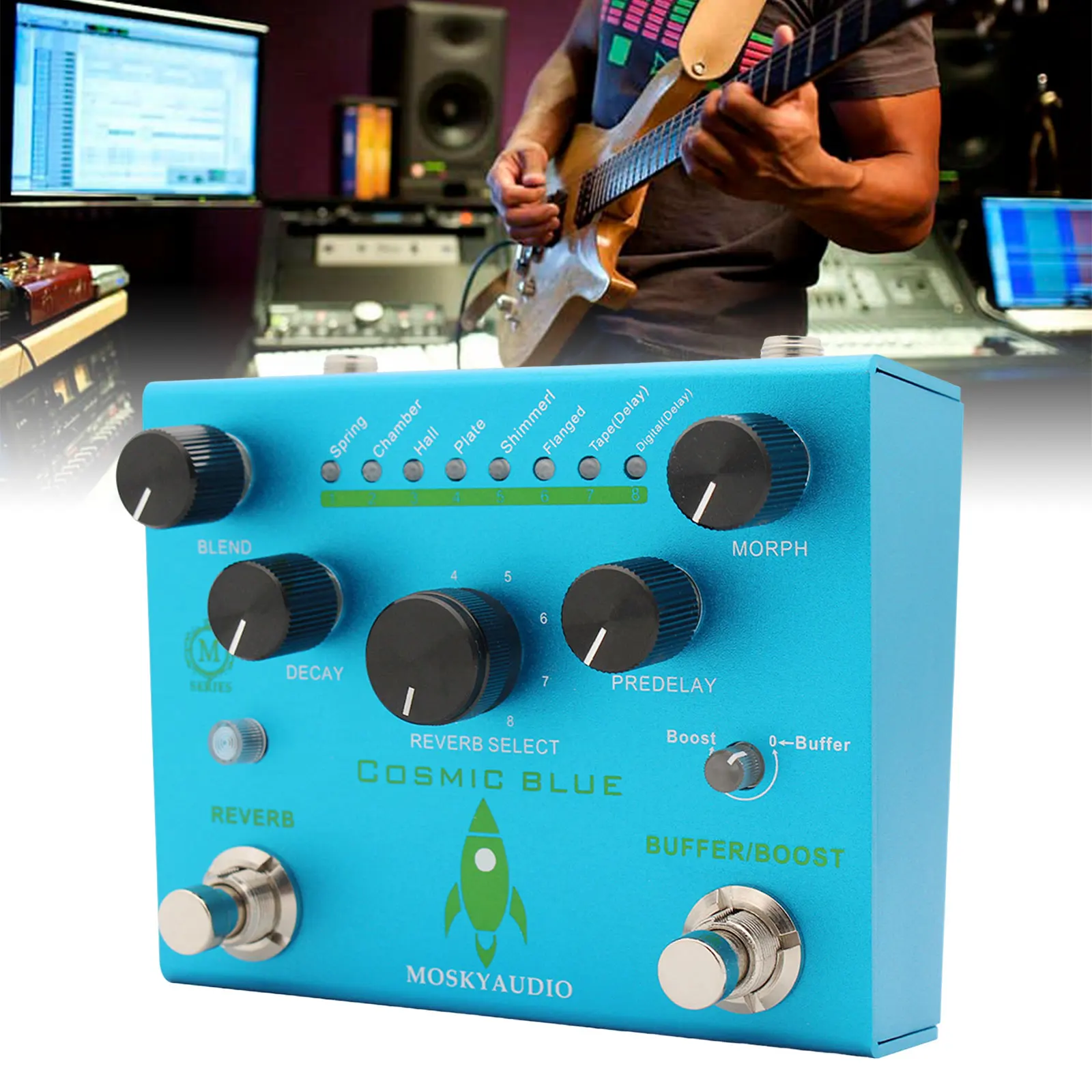 Mosky Cosmic Blue Reverb/booster/buffer Pedal - 8 Reverb Modes W/ True Bypass, Studio/live Guitar/bass Signal Chain Enhancer
Mosky Cosmic Blue Reverb/booster/buffer Pedal - 8 Reverb Modes W/ True Bypass, Studio/live Guitar/bass Signal Chain Enhancer