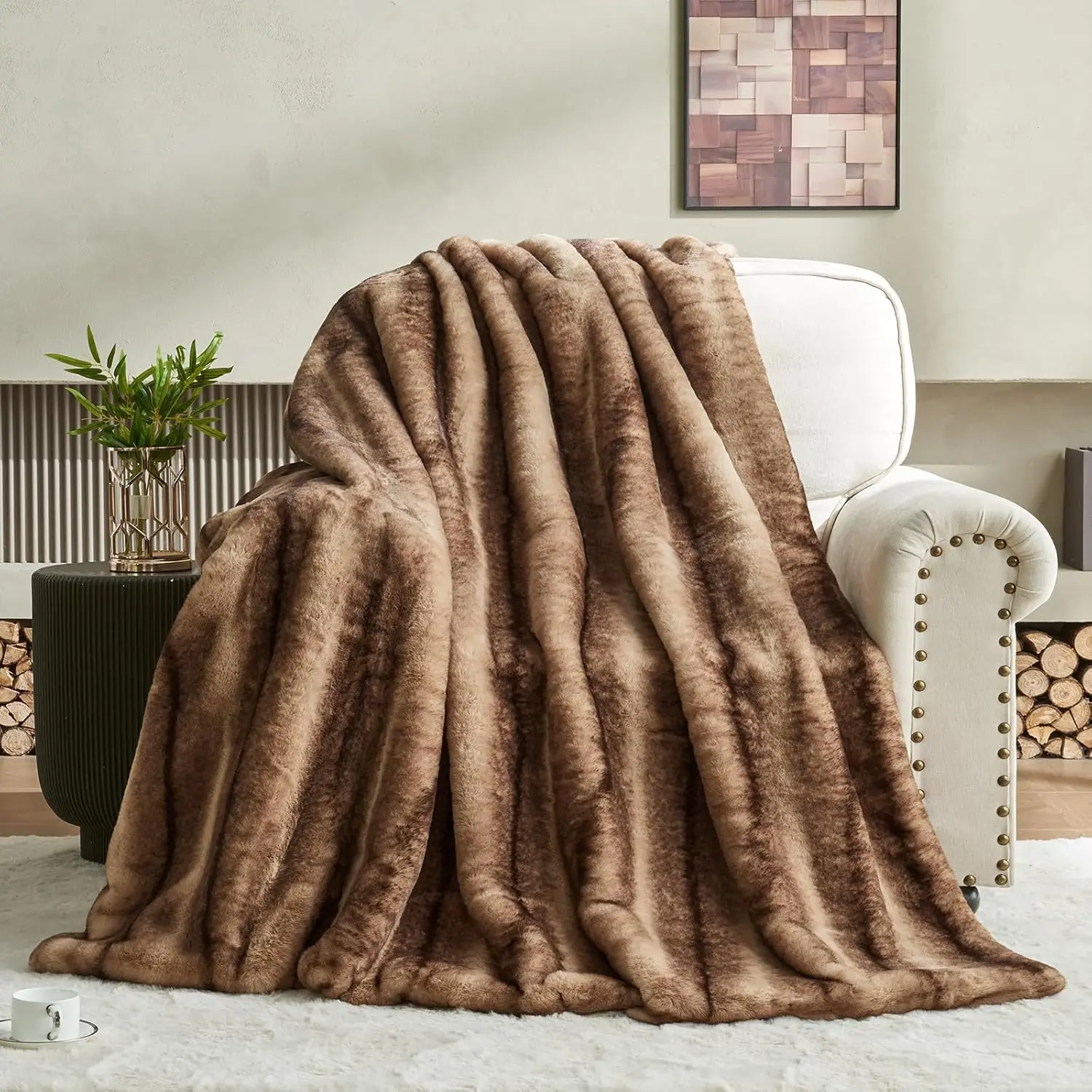 Soft Faux Fur Blanket - Warm Plush Throw for Couch, Bed, Living Room, Reversible Decorative Design, Brown 60x80 Inches
Soft Faux Fur Blanket - Warm Plush Throw for Couch, Bed, Living Room, Reversible Decorative Design, Brown 60x80 Inches