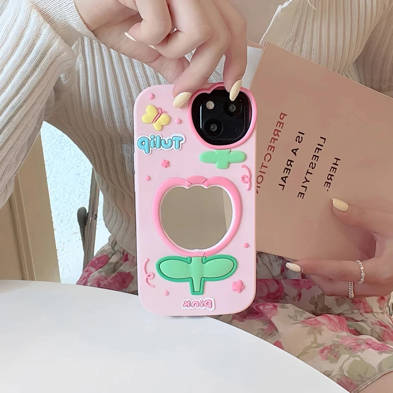 Lovely Silicon Cute 3D Cartoon Tulip Mirror Case For iphone 15 Pro Max 11 12 13 14 Pro Soft Protective Back Cover
Lovely Silicon Cute 3D Cartoon Tulip Mirror Case For iphone 15 Pro Max 11 12 13 14 Pro Soft Protective Back Cover