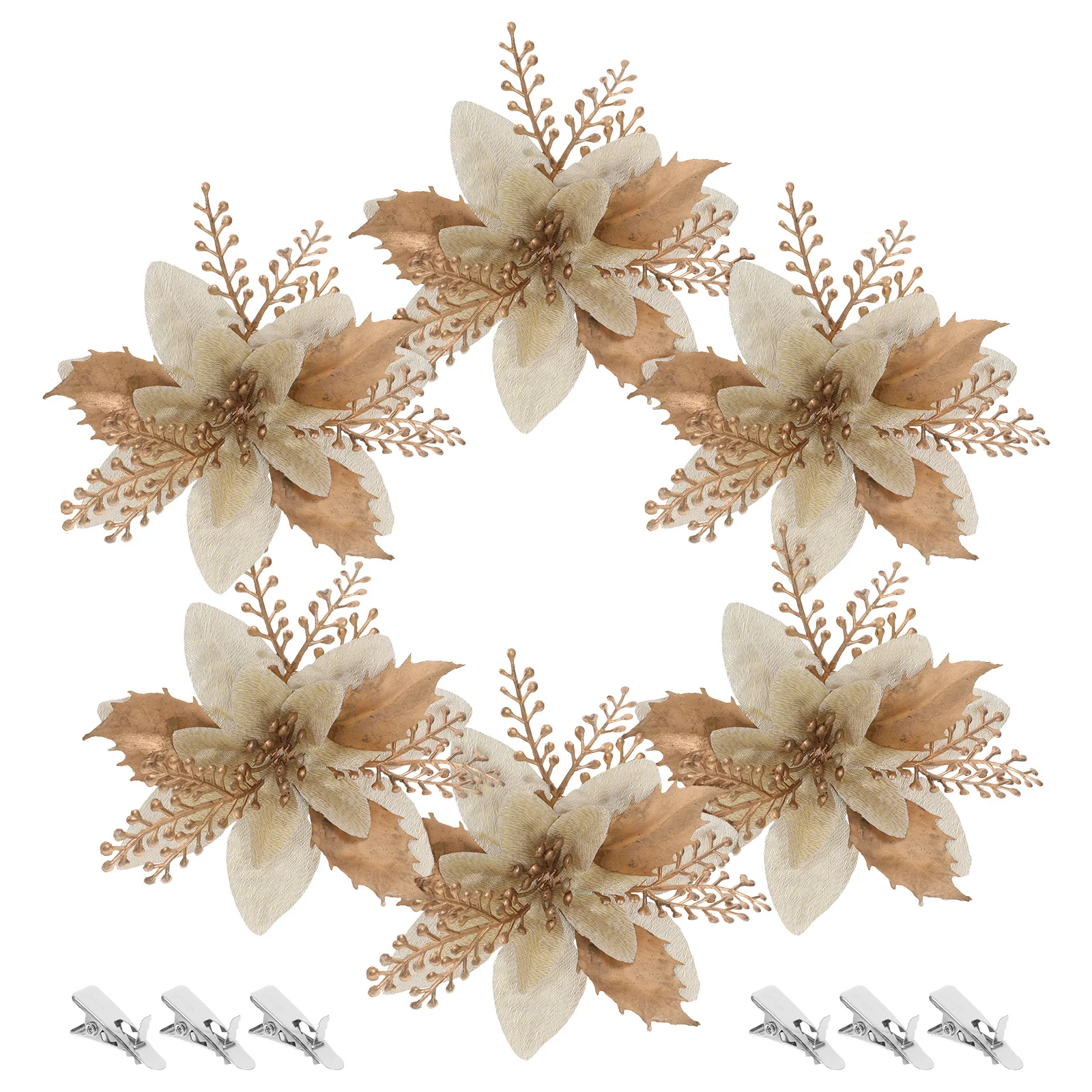 6 Pcs Christmas Wreath Decorations Artificial Poinsettia Clip Flowers Tree Glitter PVC Silk Realistic Home Party Mall
6 Pcs Christmas Wreath Decorations Artificial Poinsettia Clip Flowers Tree Glitter PVC Silk Realistic Home Party Mall