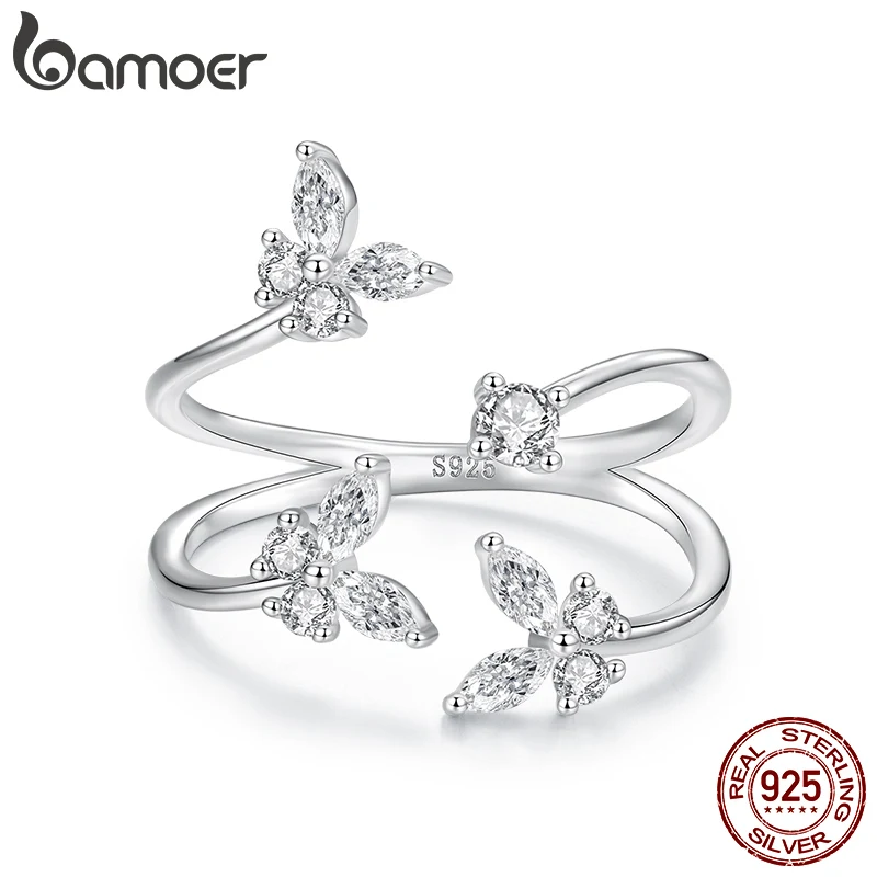 Bamoer Butterfly Zircon Open Ring 925 Sterling Silver Unique 3 Butterfly Design Adjustable Ring Women Fine Jewelry
Bamoer Butterfly Zircon Open Ring 925 Sterling Silver Unique 3 Butterfly Design Adjustable Ring Women Fine Jewelry