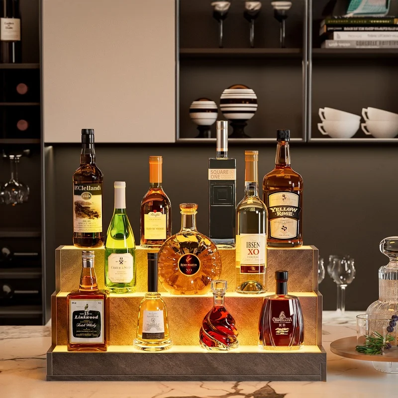 24-Inch Freestanding LED Bottle Display Shelf with Remote Control, Grey Home Bar Organizer for Parties
24-Inch Freestanding LED Bottle Display Shelf with Remote Control, Grey Home Bar Organizer for Parties