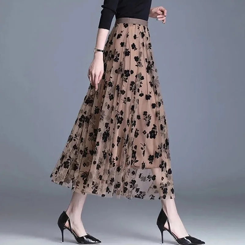 Women Mesh Floral Skirt Spring Summer Autumn Long Gauze Skirt High Waisted Grace Fashion Puff Skirts Elegant Mujer Printing
Women Mesh Floral Skirt Spring Summer Autumn Long Gauze Skirt High Waisted Grace Fashion Puff Skirts Elegant Mujer Printing