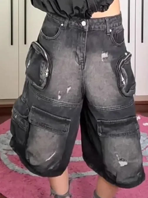 High Street American Retro Oversize Washed Denim Shorts Women 2025 Summer Mutil Pockets Vintage Y2k Streetwear Loose Trousers
High Street American Retro Oversize Washed Denim Shorts Women 2025 Summer Mutil Pockets Vintage Y2k Streetwear Loose Trousers