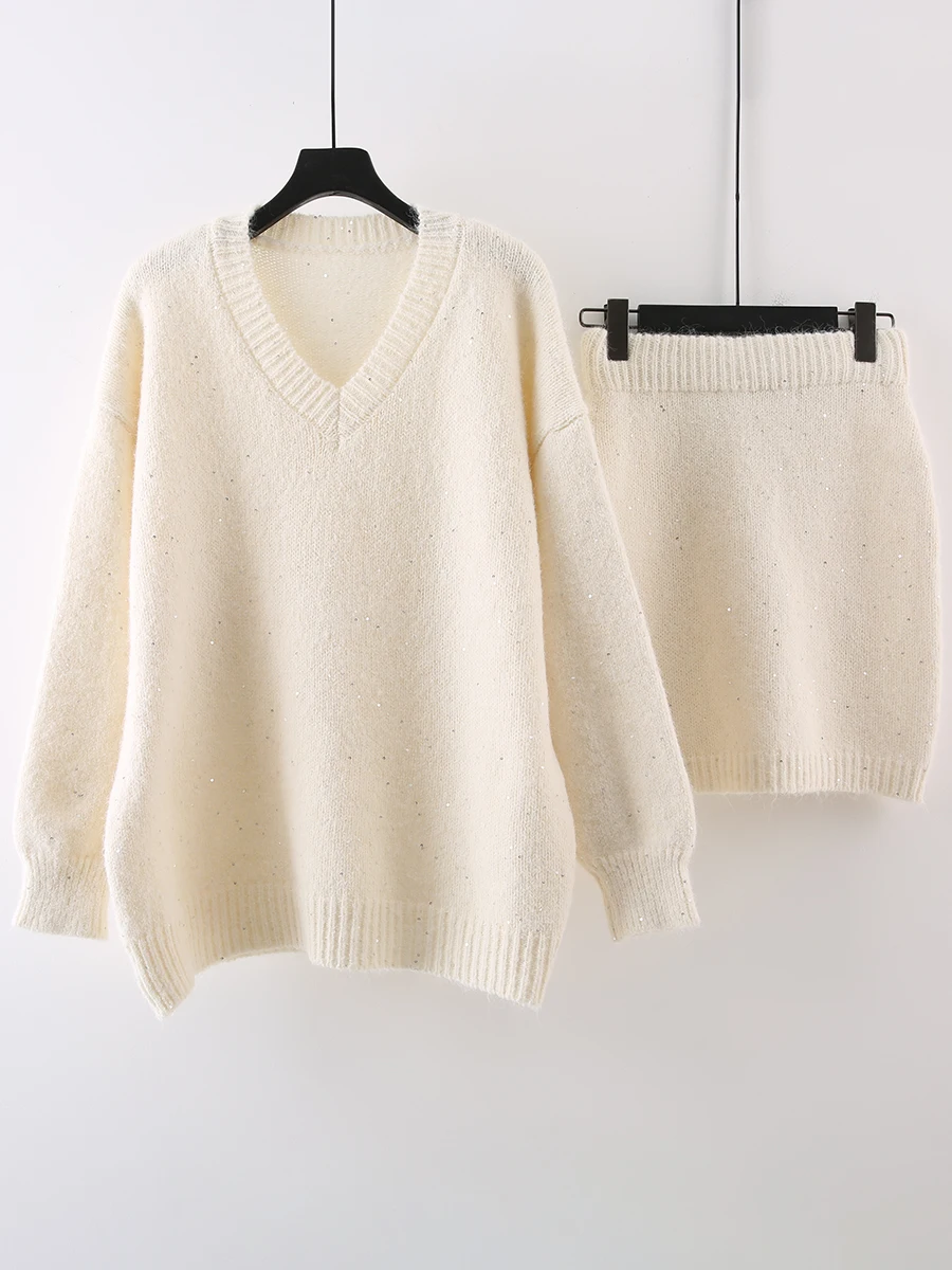 Ele V-Ne Knitted Sweater High Waist Skirt Two-Piece Set for Women Gentle Wind Faionable Mature Spring Autumn
Ele V-Ne Knitted Sweater High Waist Skirt Two-Piece Set for Women Gentle Wind Faionable Mature Spring Autumn