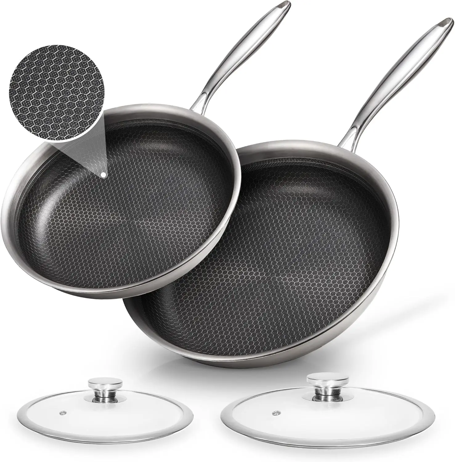 Non-Stick Pan Set Triple-Layer Stainless Steel Pans Induction Cooktop Compatible Suitable for All Stove Types
Non-Stick Pan Set Triple-Layer Stainless Steel Pans Induction Cooktop Compatible Suitable for All Stove Types