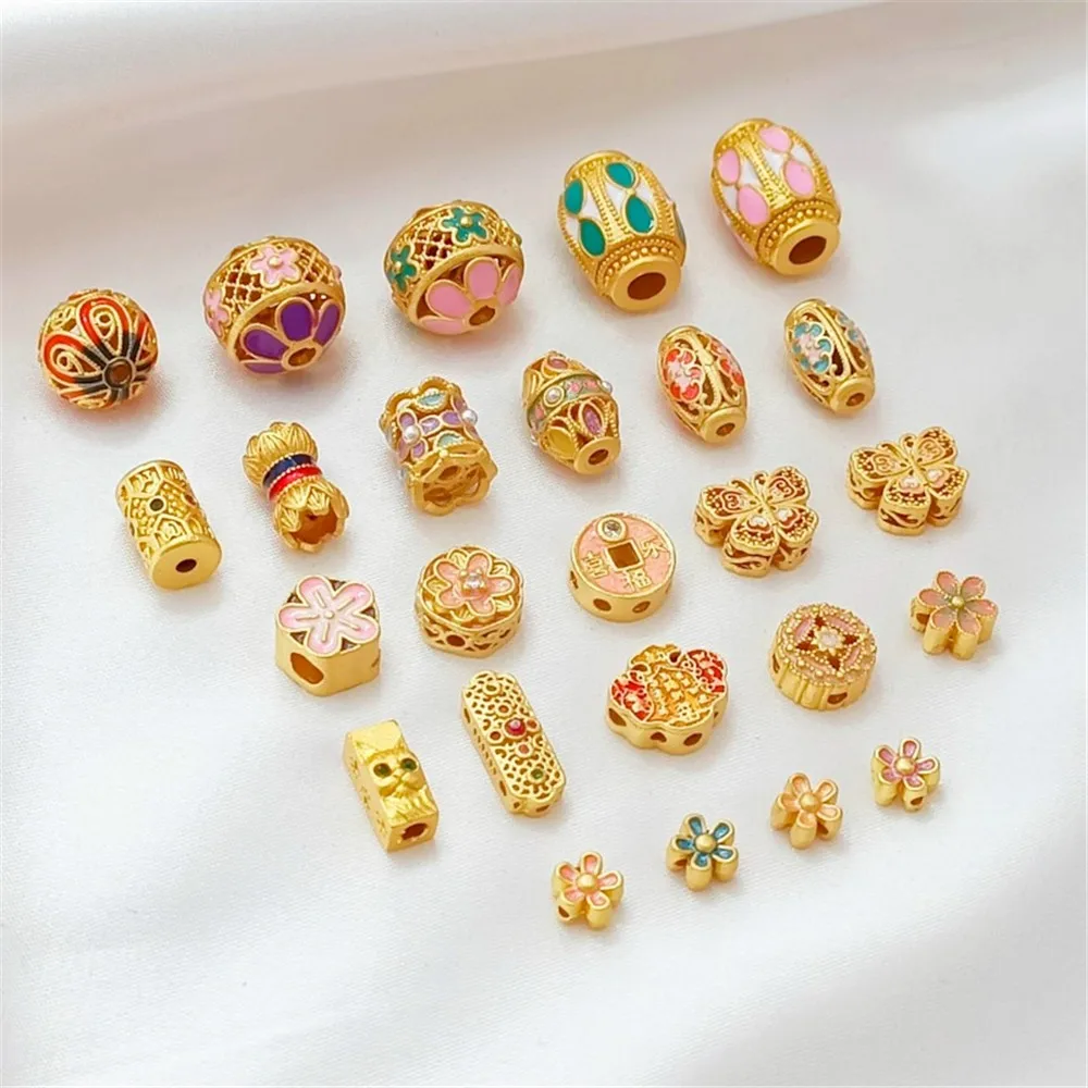 18K Sand Gold Oil Drip Burnt Blue Hollow Ball Oval Spacer Bead Handmade DIY Five-leaf Flower Bracelet Accessory
18K Sand Gold Oil Drip Burnt Blue Hollow Ball Oval Spacer Bead Handmade DIY Five-leaf Flower Bracelet Accessory