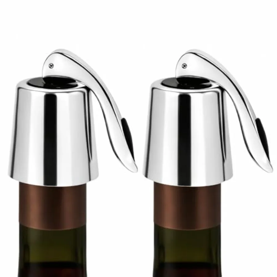 2-Pack Stainless Steel Wine Stoppers - Silicone Seal for Freshness, Reusable Bottle Sealer
2-Pack Stainless Steel Wine Stoppers - Silicone Seal for Freshness, Reusable Bottle Sealer