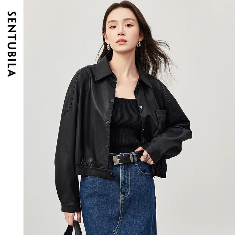 SENTUBILA Faux Leather Jackets Women 2025 Spring Fall Black Drop Sleeve Crop Pu Jacket Woman Outerwear Ladies Clothing W51G58695
SENTUBILA Faux Leather Jackets Women 2025 Spring Fall Black Drop Sleeve Crop Pu Jacket Woman Outerwear Ladies Clothing W51G58695