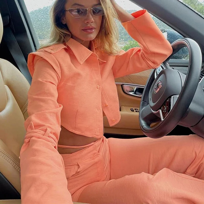 Autumn Fashion Blazers Set Outfit 2 Piece Set Breasted Crop Top & High Rise Pants Suits Casual Women Clothing Orange Gray
Autumn Fashion Blazers Set Outfit 2 Piece Set Breasted Crop Top & High Rise Pants Suits Casual Women Clothing Orange Gray