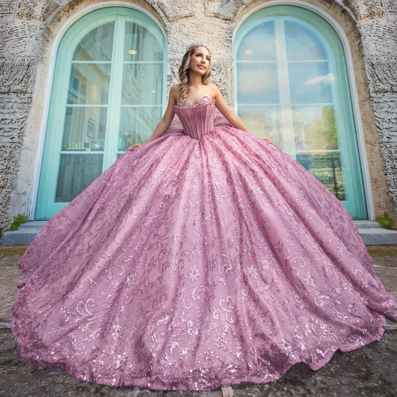 Blush Pink Shinny Quinceanera Dresses Sequin Applique Lace Beaded Crystal Tull Off The Shoulder Ball Gown Occasion Sweet 16 Dres
Blush Pink Shinny Quinceanera Dresses Sequin Applique Lace Beaded Crystal Tull Off The Shoulder Ball Gown Occasion Sweet 16 Dres