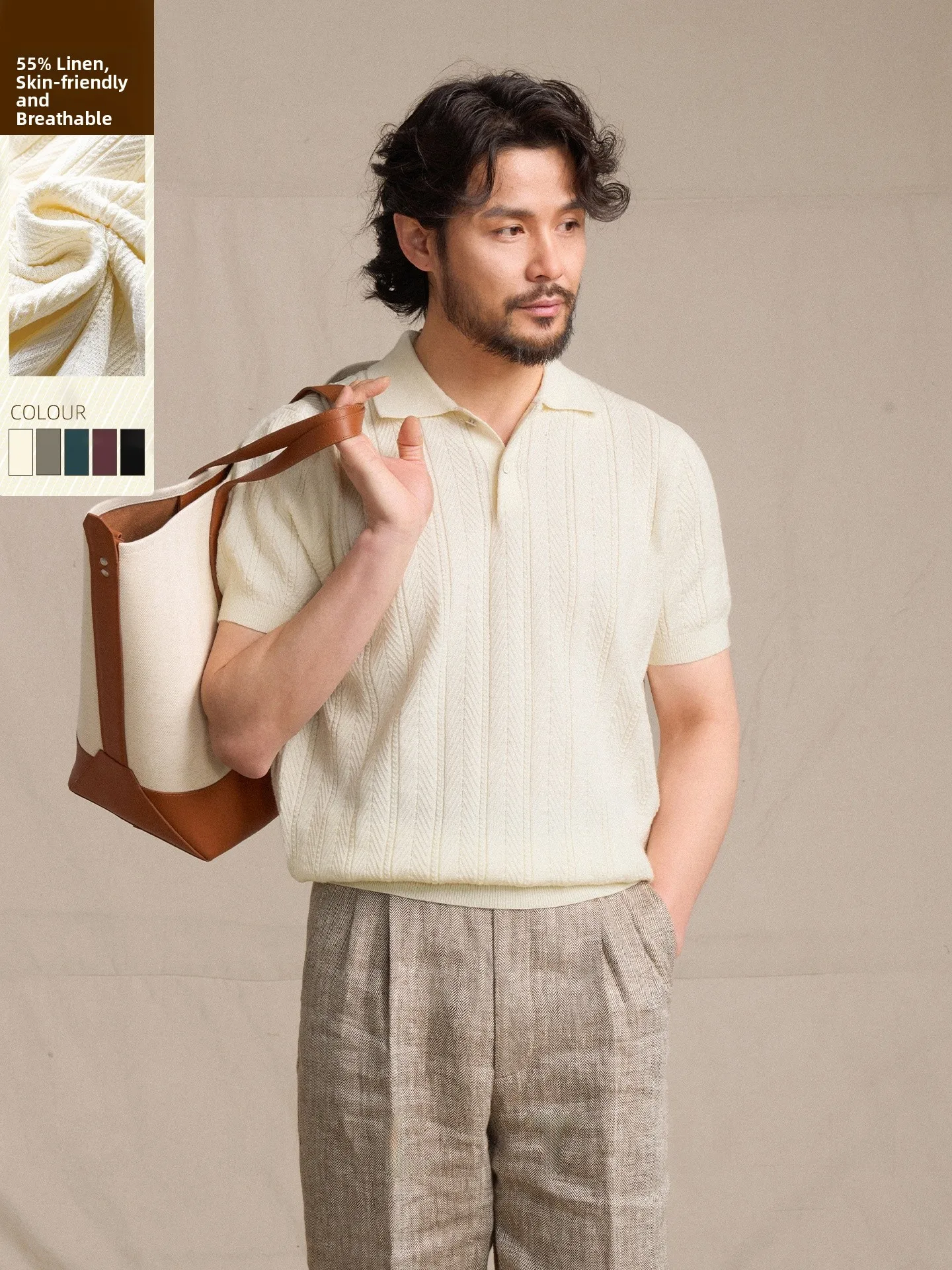 CULTUM Men's Summer Shirt Knitted Linen 55% Cotton 45% Short Sleeve Turn-down Collar Business Casual Breathable
CULTUM Men's Summer Shirt Knitted Linen 55% Cotton 45% Short Sleeve Turn-down Collar Business Casual Breathable