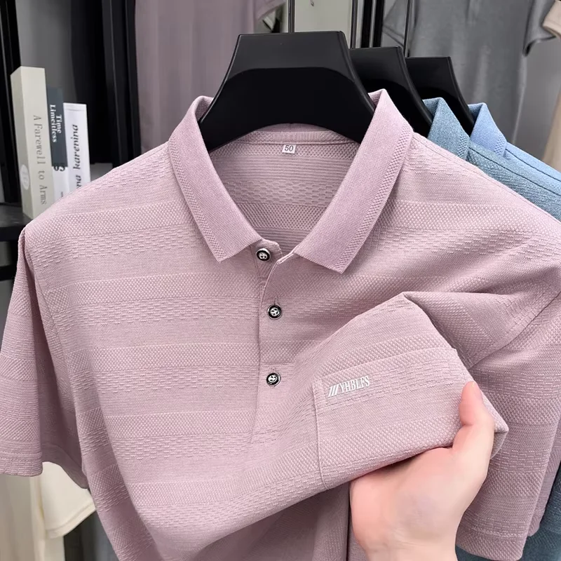 Fashion jacquard short sleeve polo shirt men summer breathable high-end brand pocket solid color business casual comfort T-shirt
Fashion jacquard short sleeve polo shirt men summer breathable high-end brand pocket solid color business casual comfort T-shirt