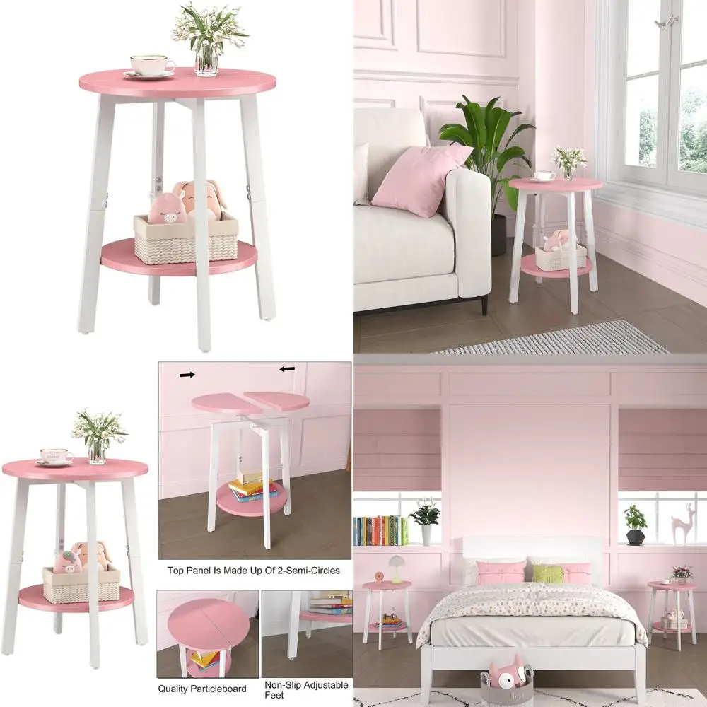 Compact 2-Tier Round End Table with Storage Shelf, Ideal for Small Spaces, Pink Accent Table for Living Room, Bedroom
Compact 2-Tier Round End Table with Storage Shelf, Ideal for Small Spaces, Pink Accent Table for Living Room, Bedroom