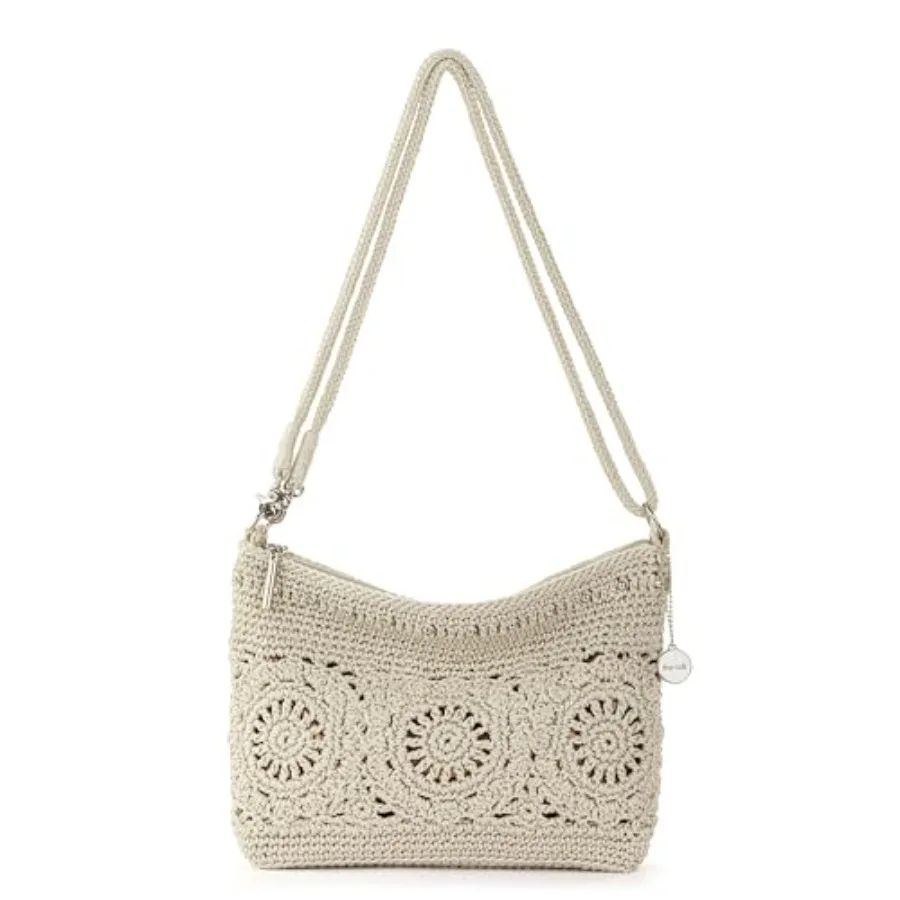 Everyday travel crossbody purse in crochet and leather, beige, 3-in-1 convertible design with adjustable strap and compact vers
Everyday travel crossbody purse in crochet and leather, beige, 3-in-1 convertible design with adjustable strap and compact vers
