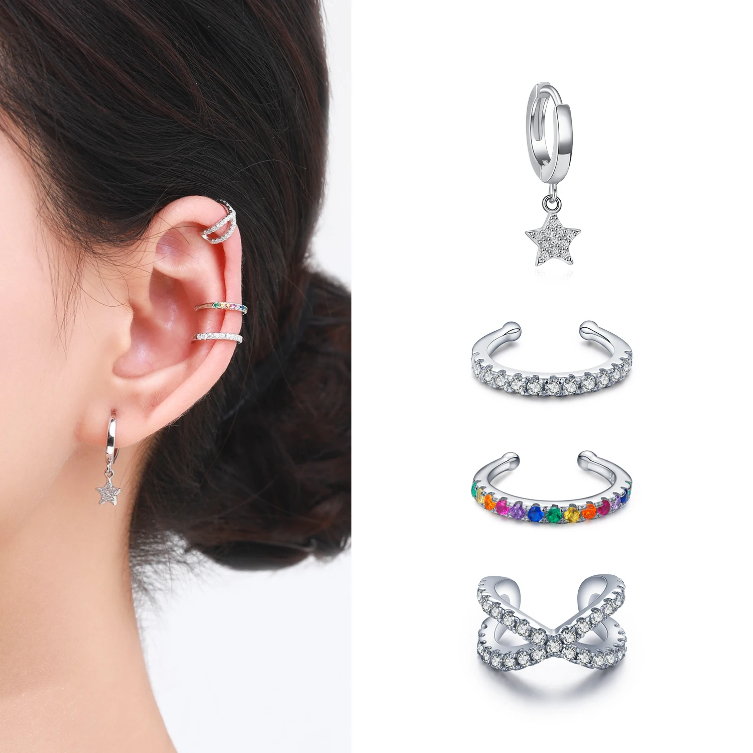 Modian 1 PCS Ear Cuff Real 925 Sterling Silver Rainbow Zirconia Elegant Fashion Clip Earrings For Women Statement Jewelry Gifts
Modian 1 PCS Ear Cuff Real 925 Sterling Silver Rainbow Zirconia Elegant Fashion Clip Earrings For Women Statement Jewelry Gifts
